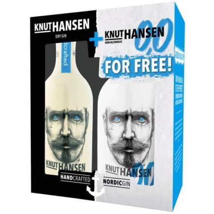 Knut Hansen Dry gin + Ajándék Knut Hansen Alcohol Free díszdobozban (2x0,5L )(42%)